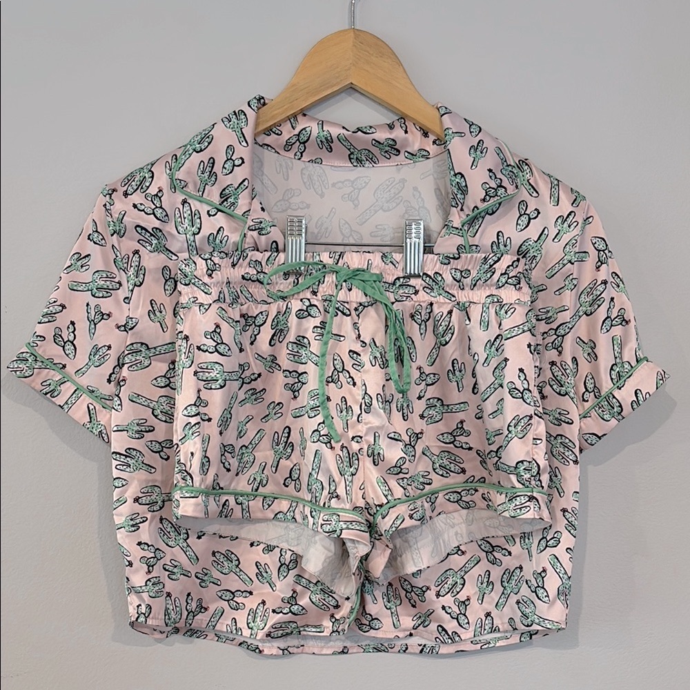 Pink Cactus Print Pajama Set - Picture 2 of 7